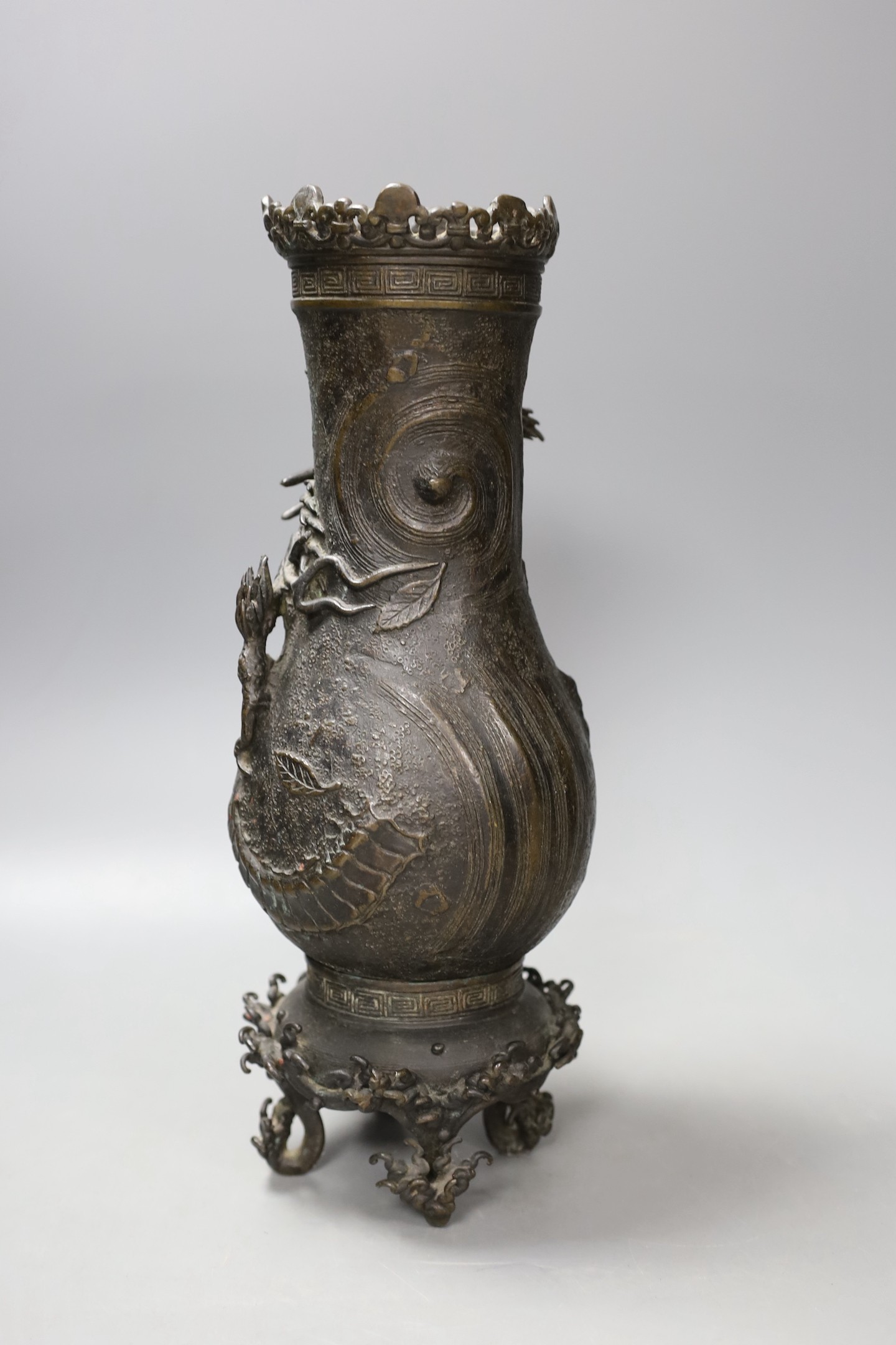 A Japanese bronze ‘dragon’ vase, Meiji period - 34cm tall